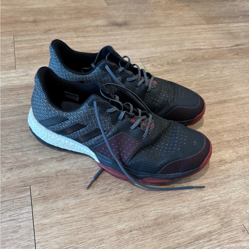 Adidas Men's Black and Dark Red Golf Shoes
